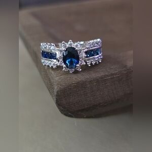 Elegant Silver and Blue Gemstone Ring